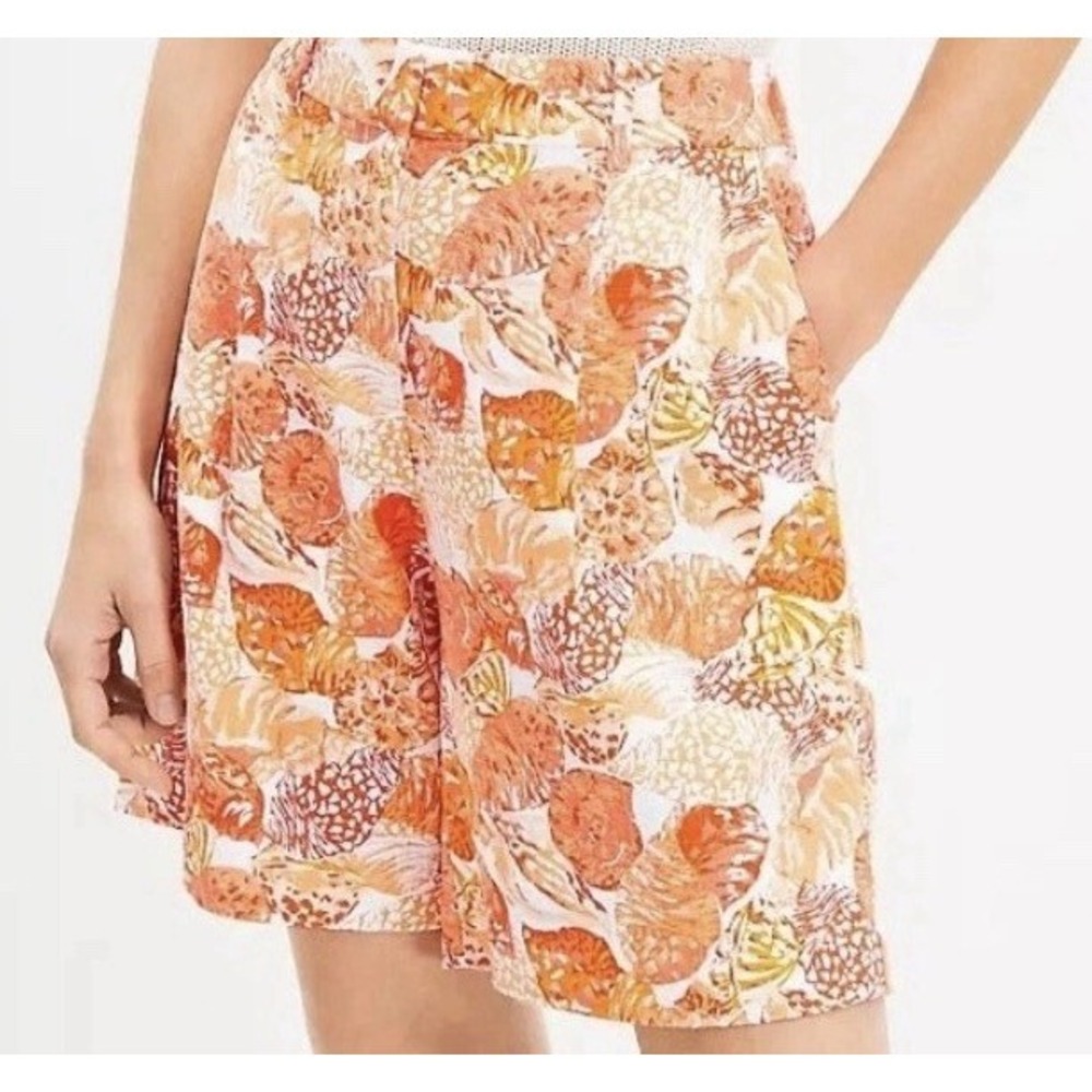 LOFT Peyton 6P Shorts Seashell Linen Blend Baked‎ Gold Orange Coastal Preppy